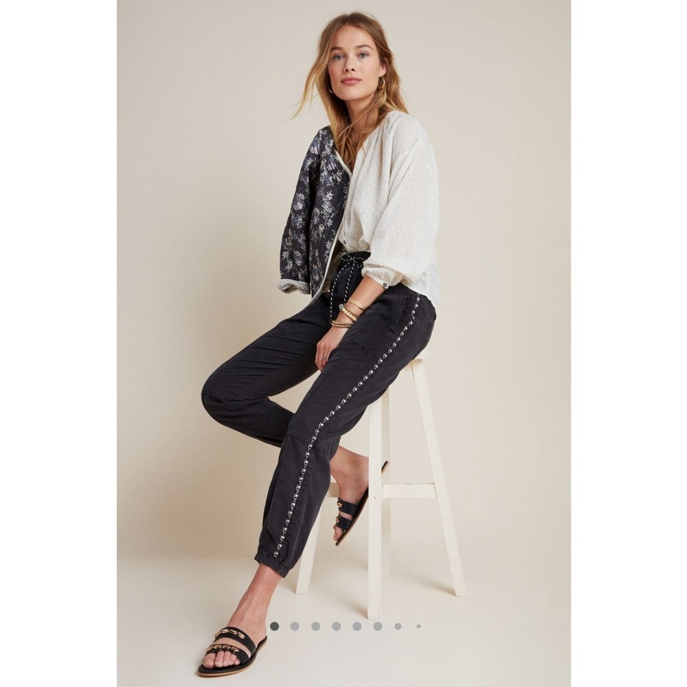 Anthropologie Byron Seamed Utility Joggers‎ Sz Medium in Washed Black Bohemian